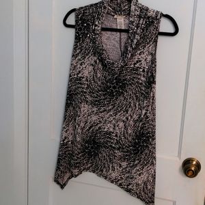 Black and white size M top with scattered sequins